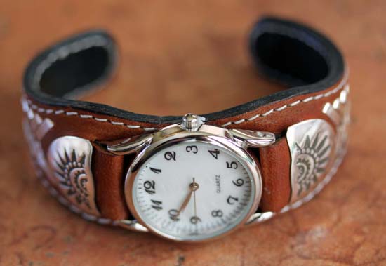 Navajo Leather Men's Watch Bracelet