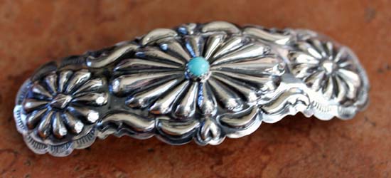 Navajo Silver Turquoise Hair Barrette