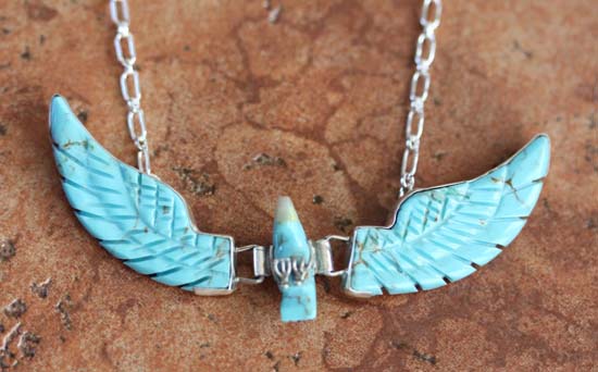 Navajo Silver Eagle Turquoise Necklace