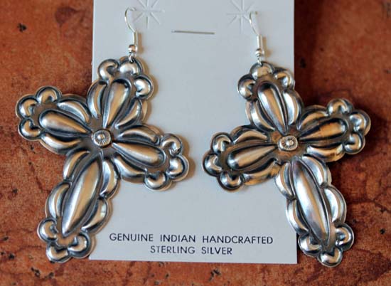 Navajo Sterling Silver Cross Earrings