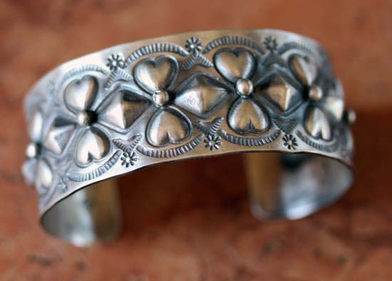 Navajo Sterling Silver Heart Cuff Bracelet