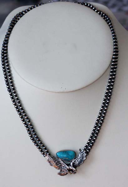 Navajo Silver Eagle Turquoise Necklace
