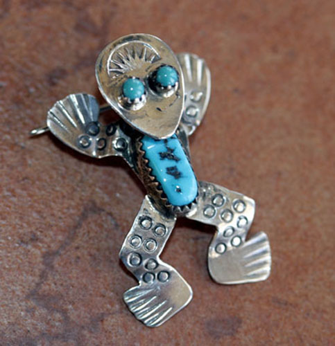 Navajo Sterling Silver Turquoise Frog Pin/Pendant