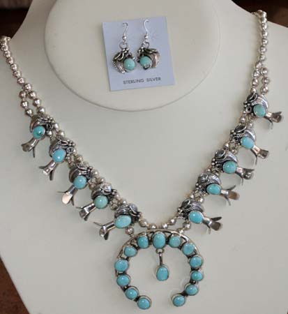 Navajo Turquoise Necklace Set by Lydia Begay