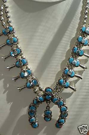 Zuni Squash Blossom Necklace/Earring Set Effie C