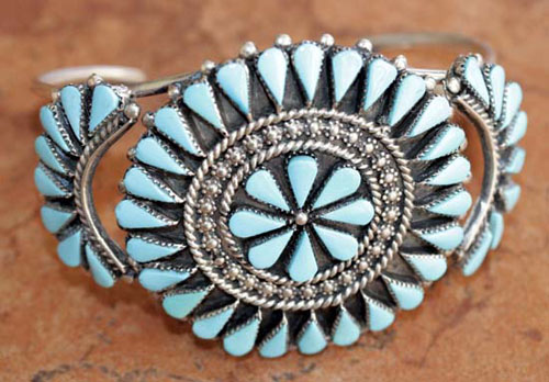 Zuni Turquoise Cluster Bracelet by Arvina Sandoval