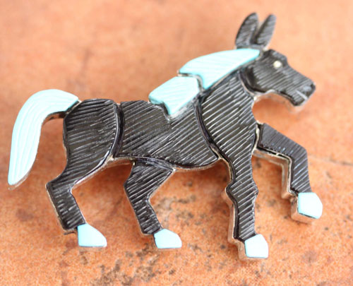 Zuni Native American Multi_Stone Horse Pin by Lonjose