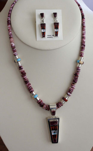 Zuni Sterling Silver Necklace/Earrings by RP Edaakie