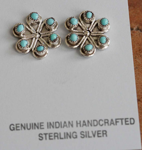 Zuni Sterling Silver Turquoise Earrings