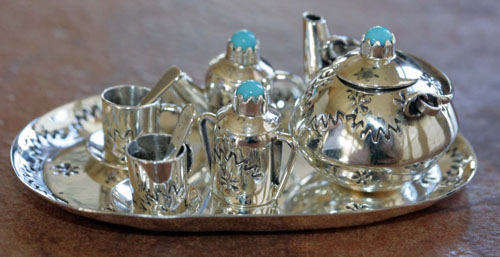 Navajo Miniature Tea Set with Tray by Leslie Whitman