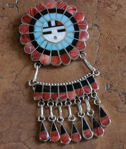 Zuni Sunface Pin/Pendant by JU Massie