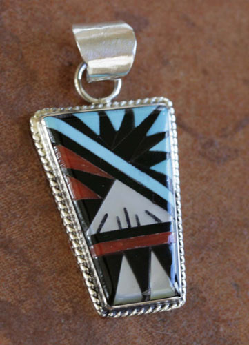 Zuni Silver Multi_Stone Pendant by Gladys Lamy