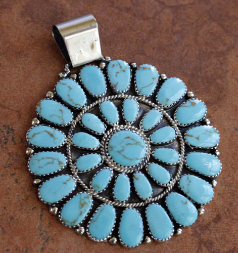Navajo Turquoise Cluster Pendant by J Williams