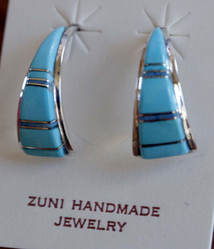 Zuni Sterling Turquoise Earrings by Lonjose
