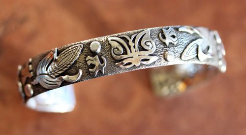 Navajo Silver Petroglyph Bracelet by Skeets