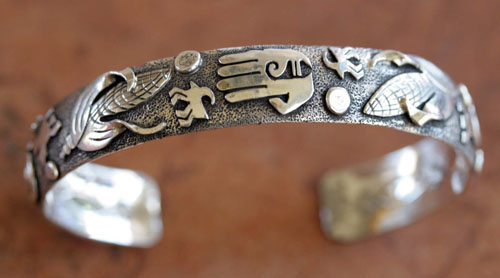 Navajo Silver Petroglyph Bracelet by Skeets