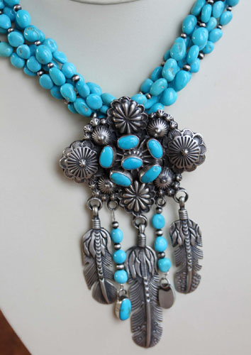 Navajo Multi_Strand Turquoise Necklace by Patrick Yazzie