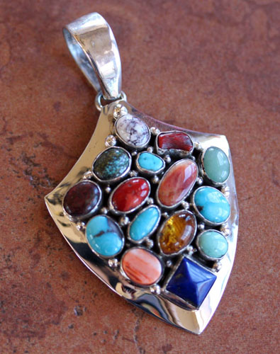 Navajo Silver Multi_Stone Pendant by Emer Thompson