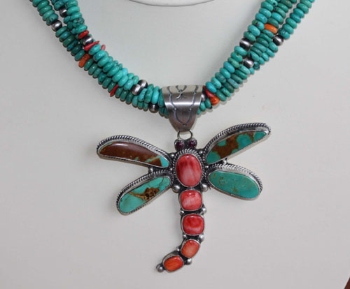 Navajo Turquoise Necklace with Pendant By Emer Thompson