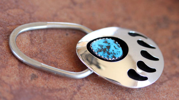 Navajo Silver Turquoise Key Chain by D Johnson