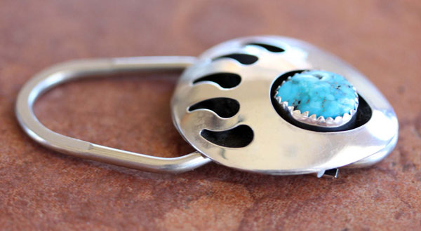 Navajo Silver Turquoise Key Chain by D Johnson