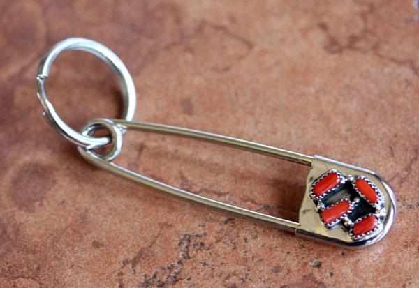 Navajo Silver Coral Key Chain