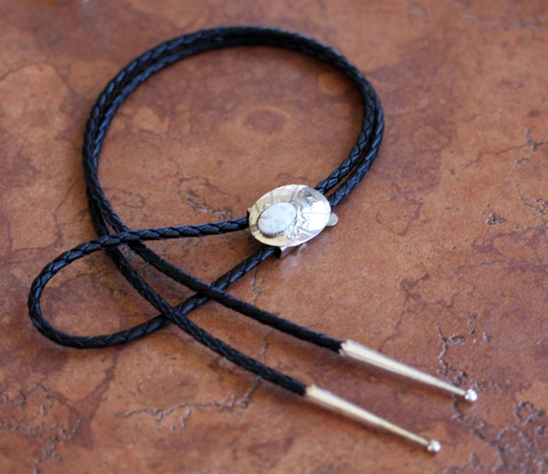 Navajo Silver Howlite Bolo Tie by N Wilson