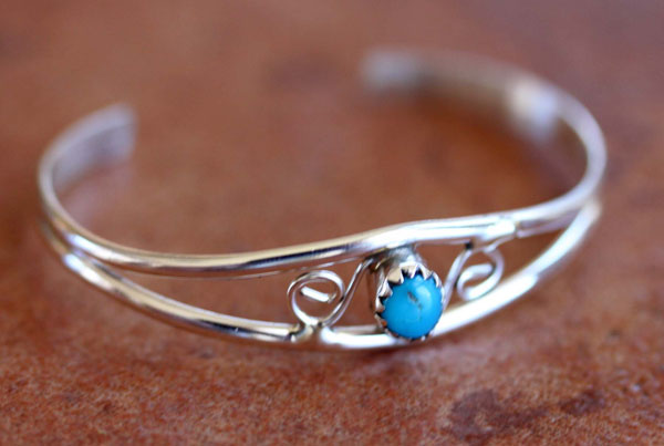 Navajo Sterling Silver Turquoise Children's Bracelet