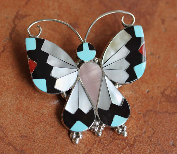 Zuni Butterfly Pin/Pendant by A Dishta