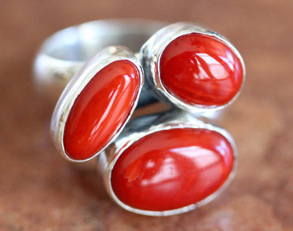 Nakai Navajo Coral Ring Size 6