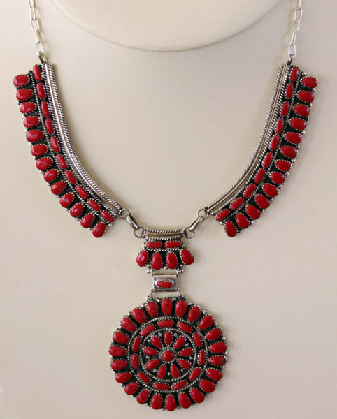 Navajo Coral Cluster Necklace by Juliana Williams