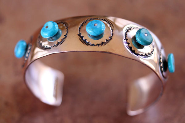 Navajo Copper Turquoise Bracelet by Douglas Etsitty