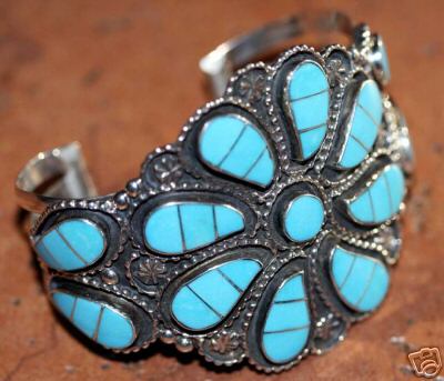 Zuni Indian Indian Turquoise Cluster Bracelet