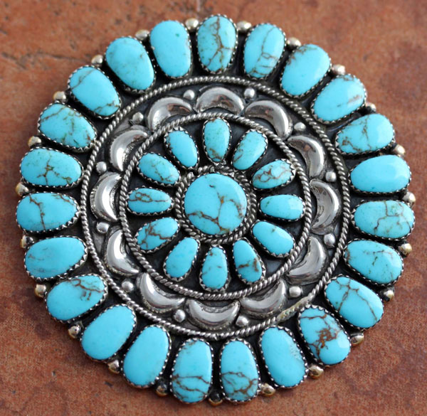 Navajo Turquoise Cluster Pin/Pendant by J Williams