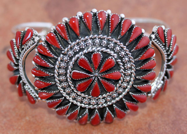 Zuni Coral Cluster Bracelet by Arvina Sandoval