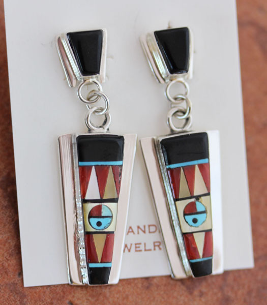 Zuni Native American Sunface Earrings by R Edaakie