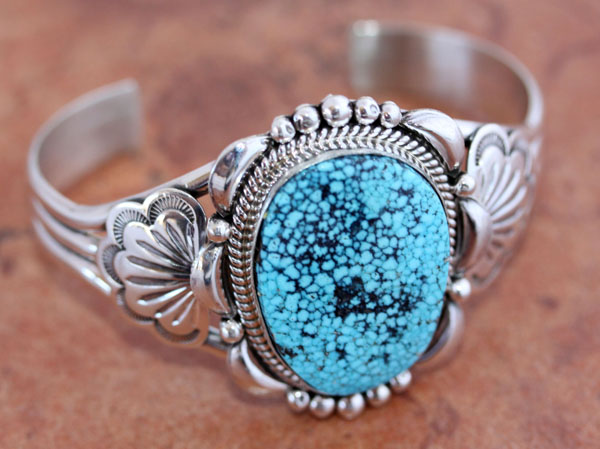 Navajo Silver Turquoise Bracelet by M Spencer