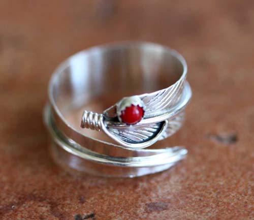 Navajo Native American Silver Feather Ring Size 6_9