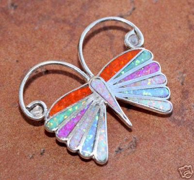 Zuni Created Opal Butterfly Pin/Pendant