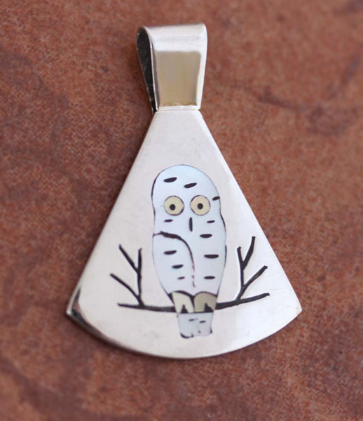 Zuni Native American Owl Pendant by SC Edaakie