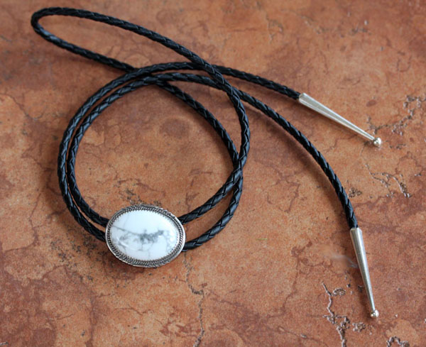 Navajo Silver Howlite Bolo Tie