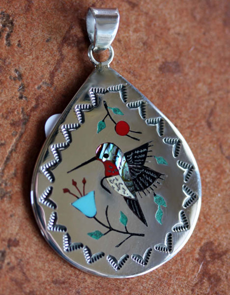 Navajo Native American Silver Bird Pendant by Raymond Boyd
