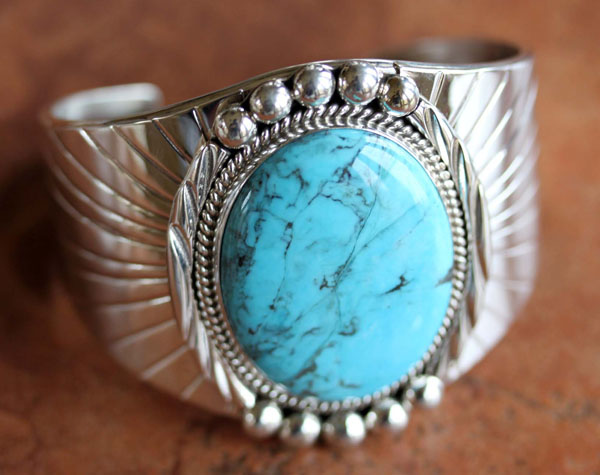 Navajo Silver Turquoise Bracelet by Augustine Largo