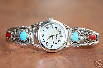 Navajo Turquoise Coral Women's Watch