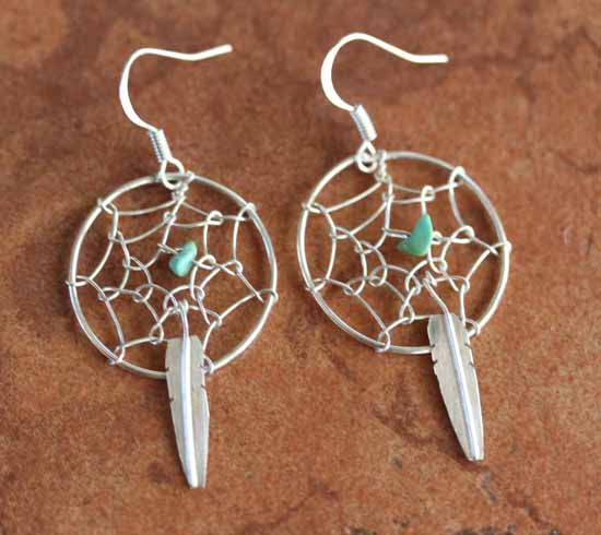 Navajo Sterling Silver Dream Catcher Earrings