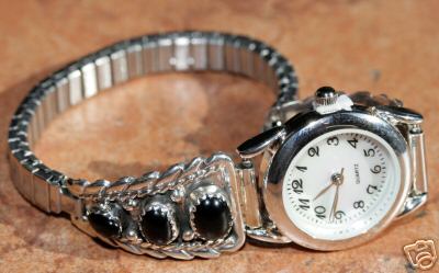 Navajo Silver Onyx Women's Watch