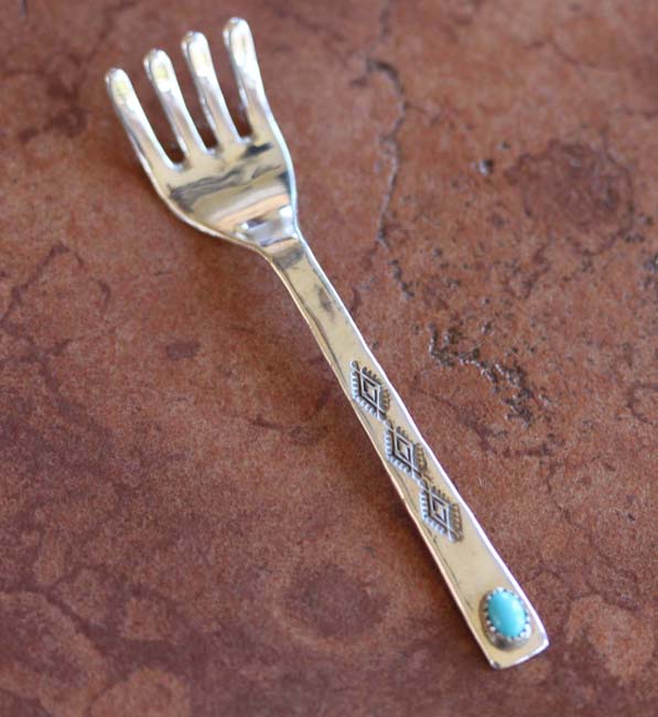 Navajo Sterling Silver Turquoise Decorative Fork