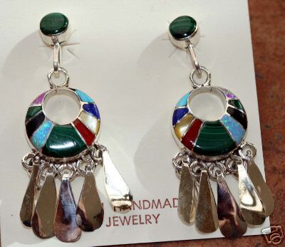 Zuni Native American Indian Multi_Stone Earrings