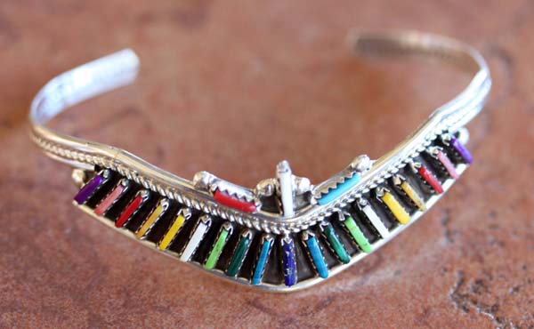 Zuni Silver Multi_Stone Bracelet by H Yazzie