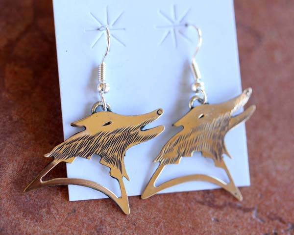 Navajo Silver Wolf Earrings by Virgil Reader